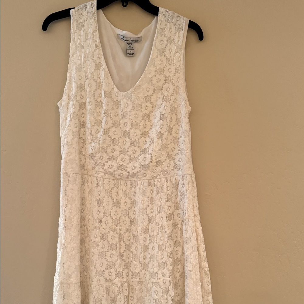 American Rag sleeveless ivory/bone floral lace dress